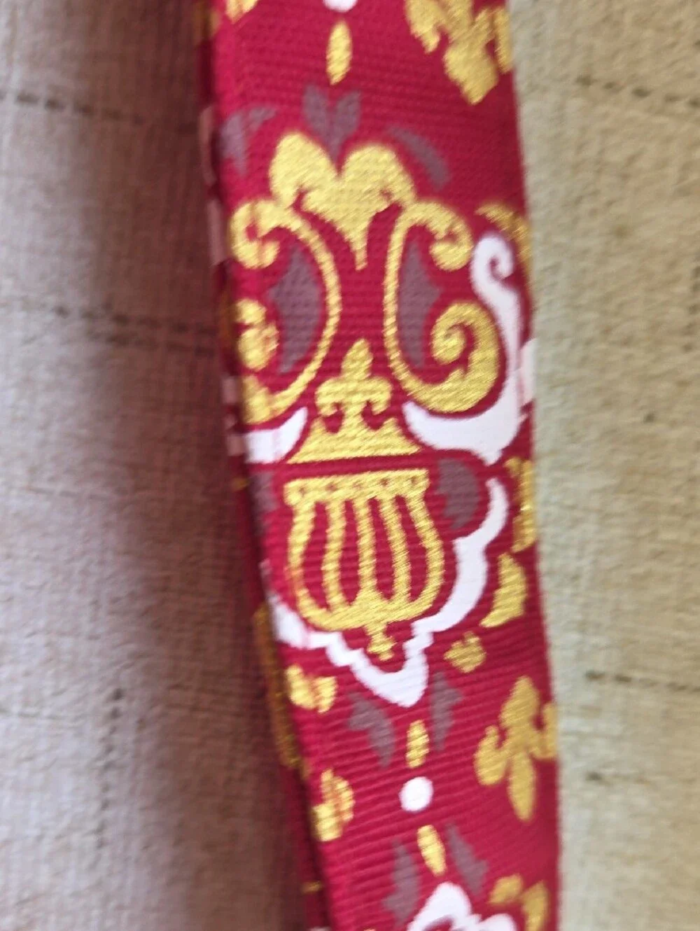 Coastal Floral Red Dog Collar with Gold Hardware